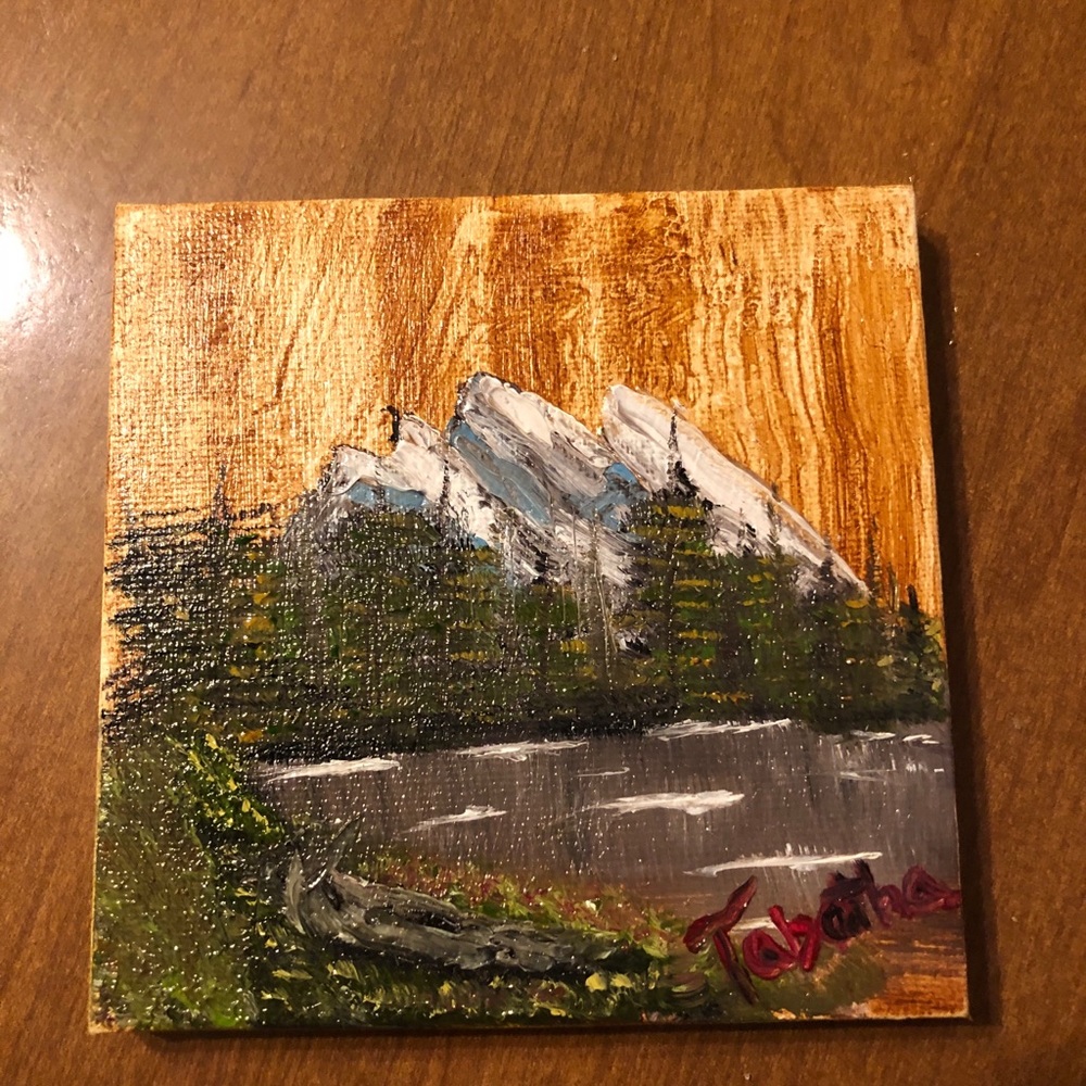 Hand painted mountains ornament